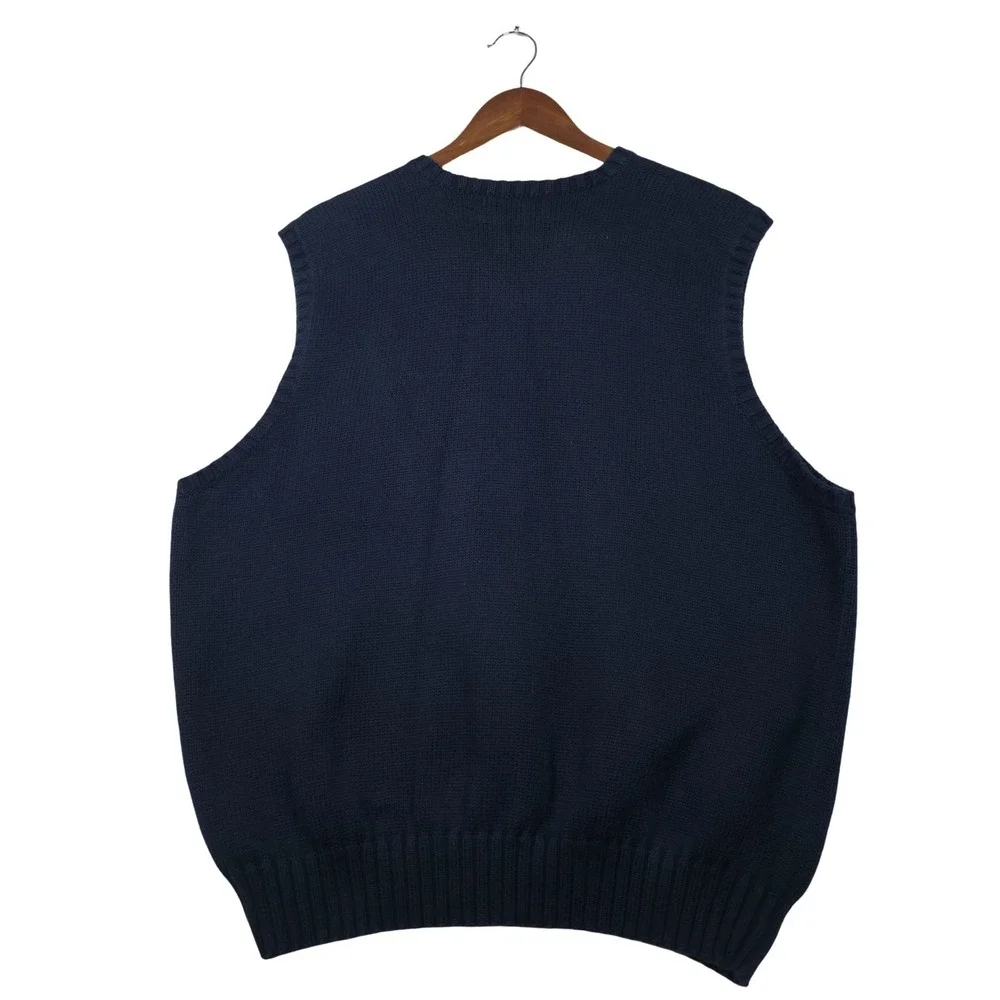 Polo Ralph Lauren‎ XXL Navy Blue Pima Cotton Sweater Vest Red Pony V-Neck Preppy